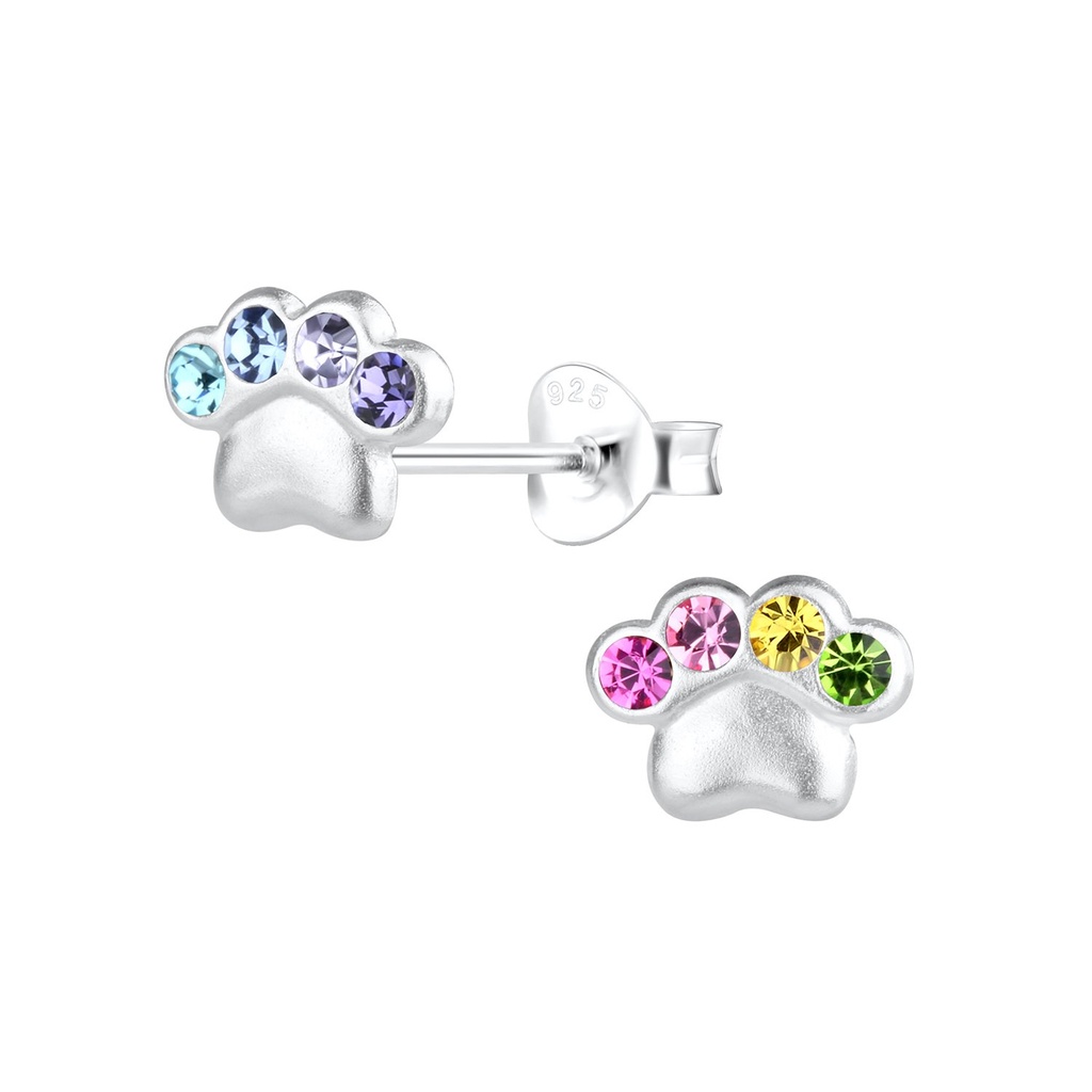 Puces d'oreilles empreinte de patte en argent