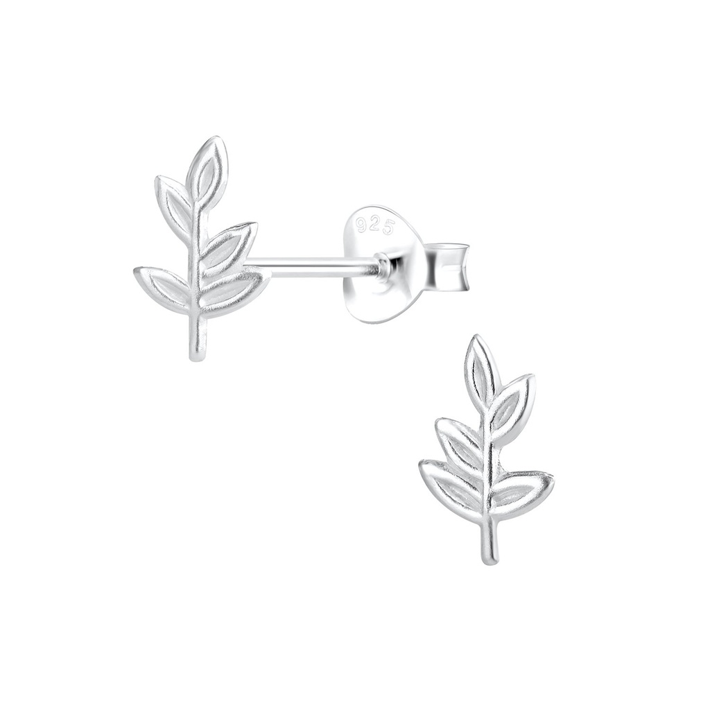 Silver Leaf Stud Earrings