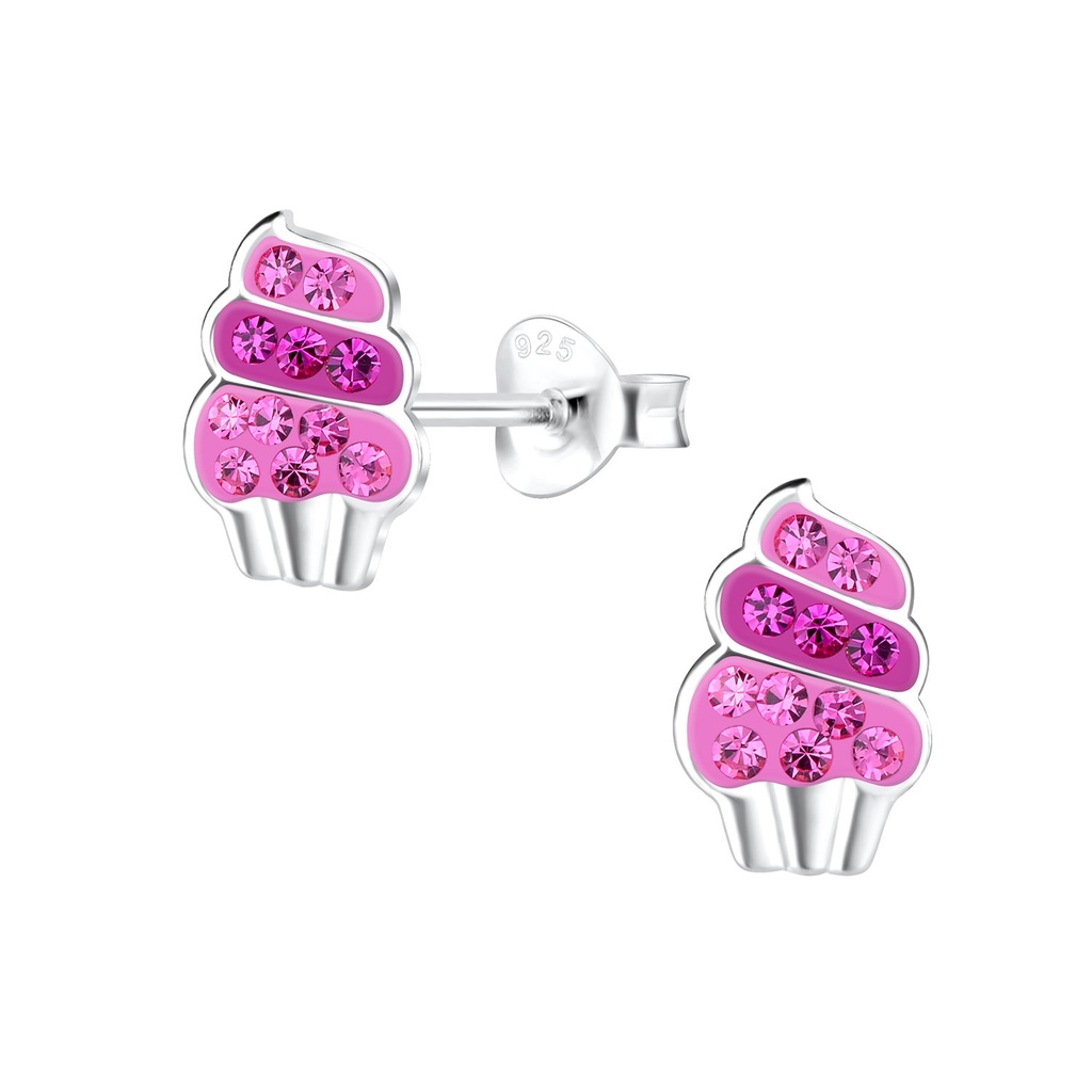 Puces d'oreilles cupcakes en argent