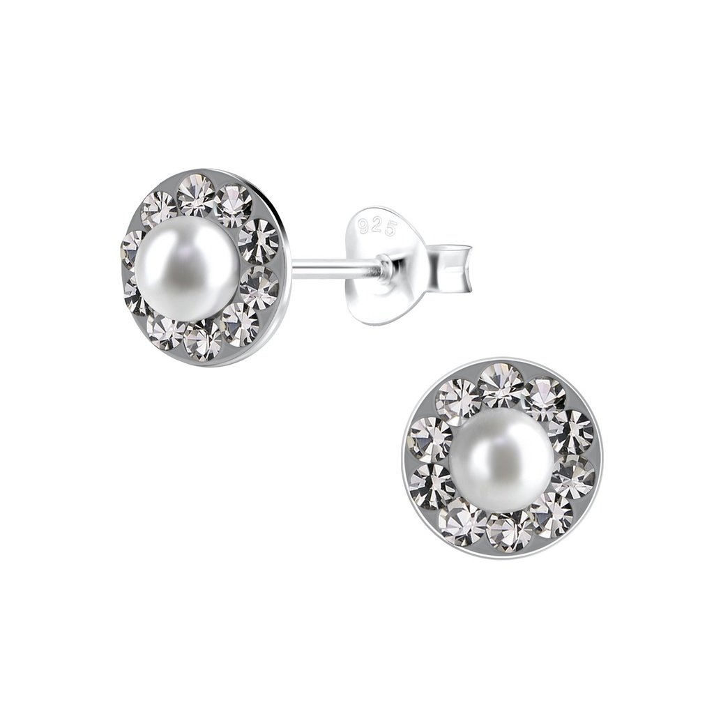 Silver Round Stud Earrings