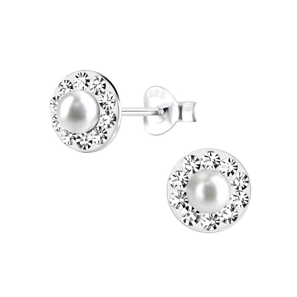 Silver Round Stud Earrings