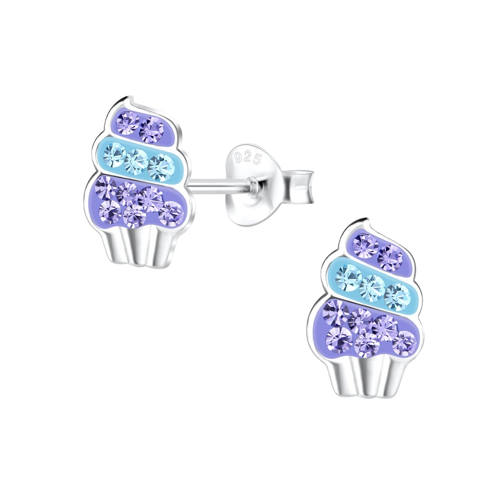 Puces d'oreilles cupcakes en argent
