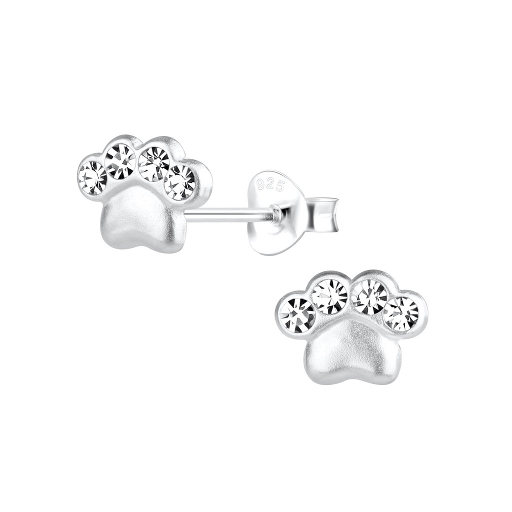 Silver Paw Print Stud Earrings