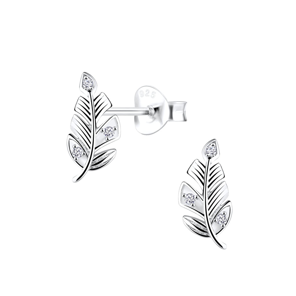 Puces d'oreilles feuille en argent