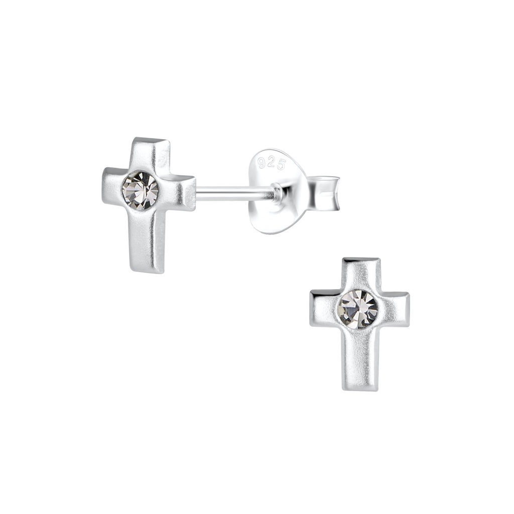 Puces d'oreilles croix en argent