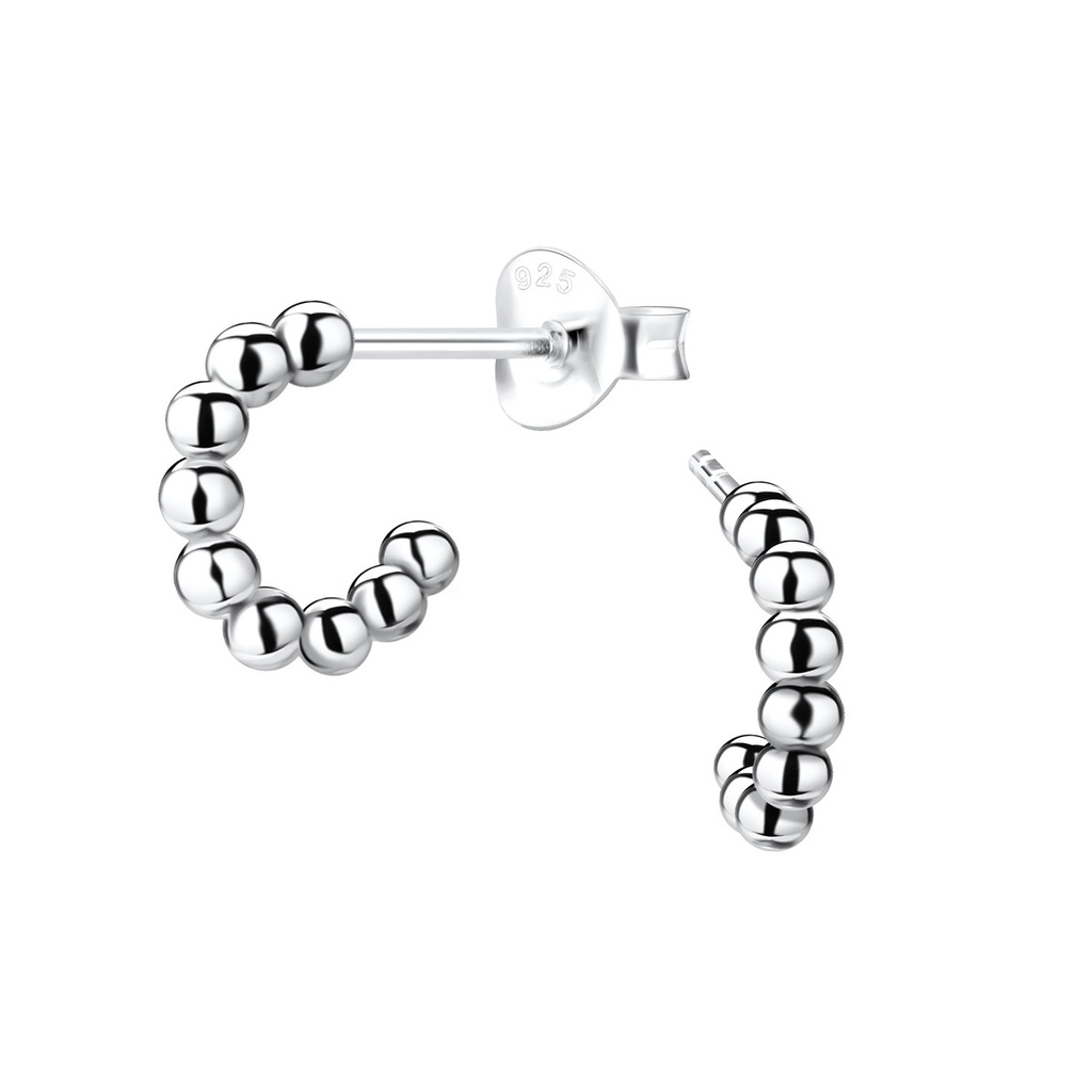 [10014739] Silver Half Hoop Stud Earrings