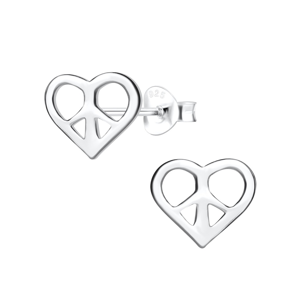 Silver Heart Stud Earrings