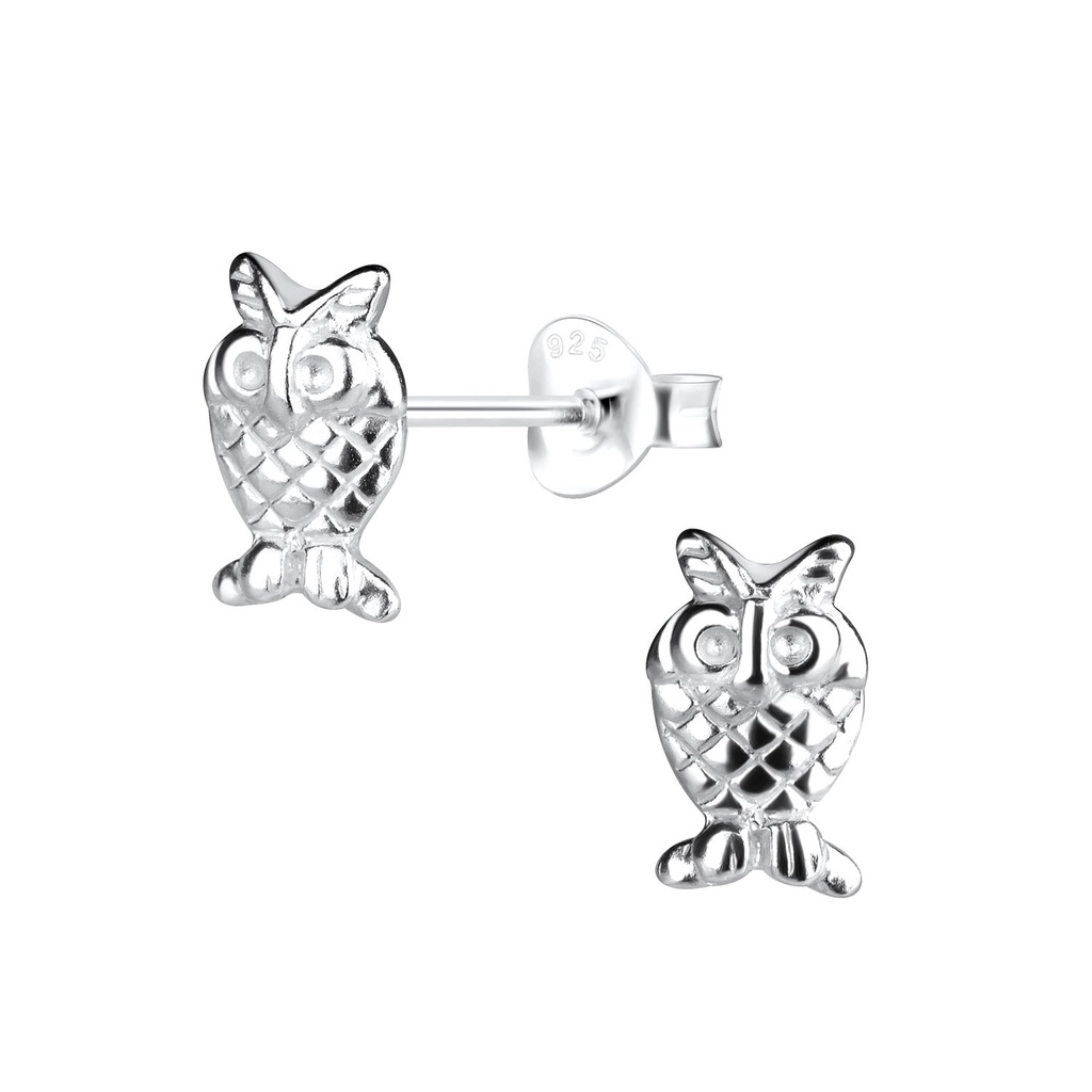 Silver Owl Stud Earrings