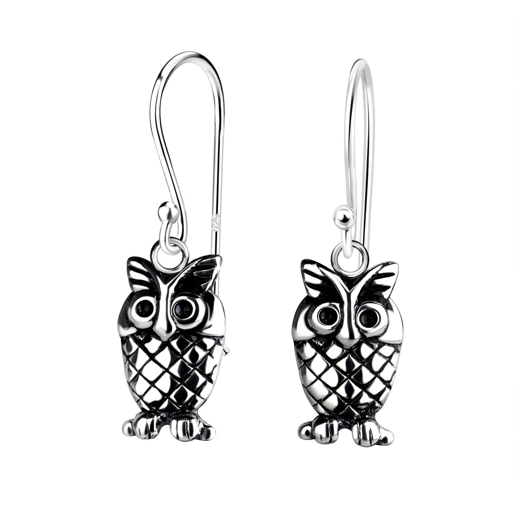 Boucles d'oreilles hibou en argent