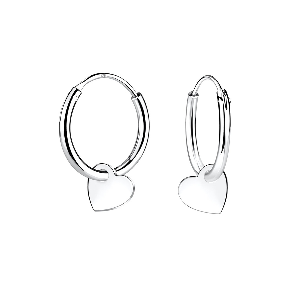 Silver Heart Hoop Earrings