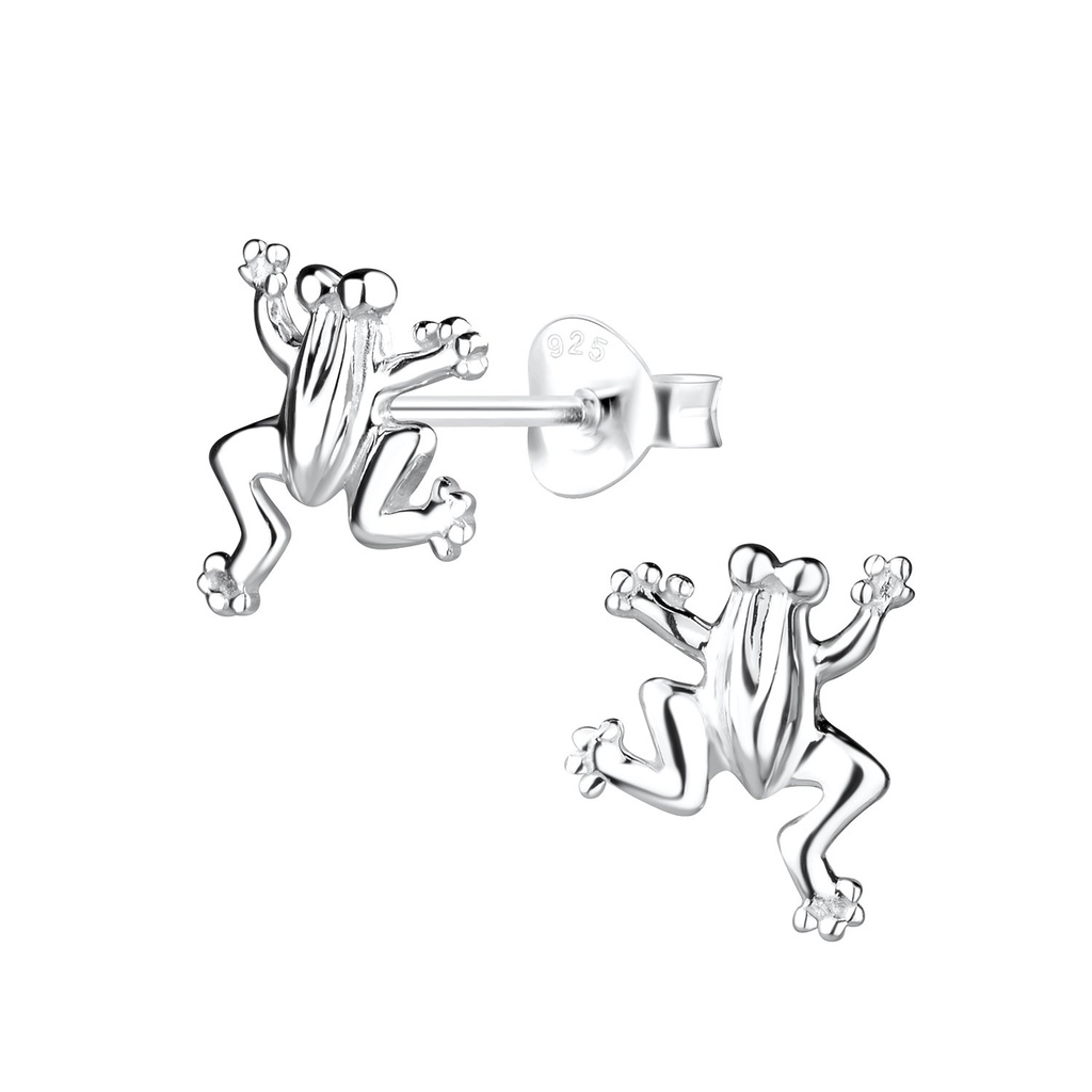 Silver Frog Stud Earrings