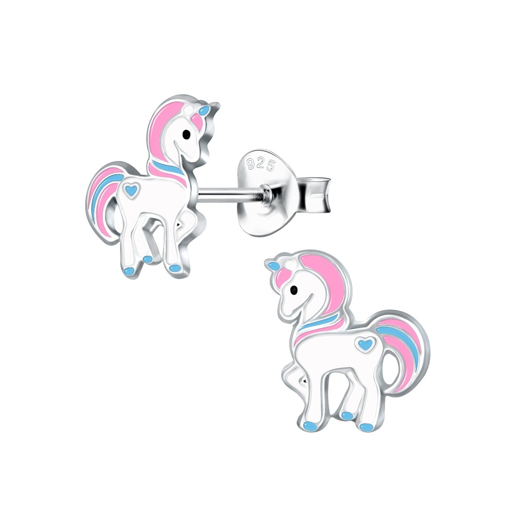 Silver Unicorn Stud Earrings