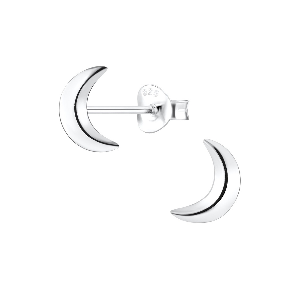 Silver Moon Stud Earrings