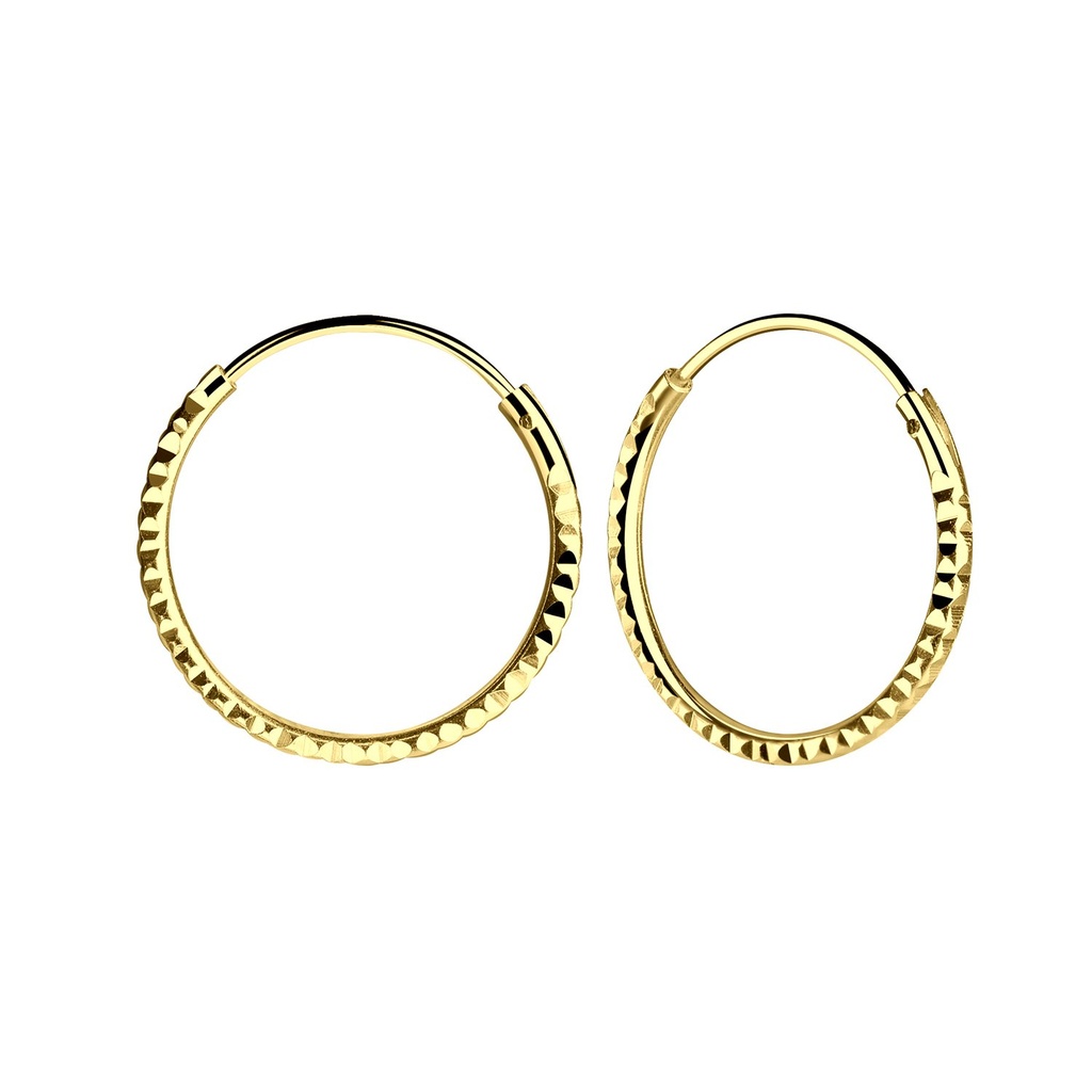 16mm Silver Diamond Cut Hoop Earrings