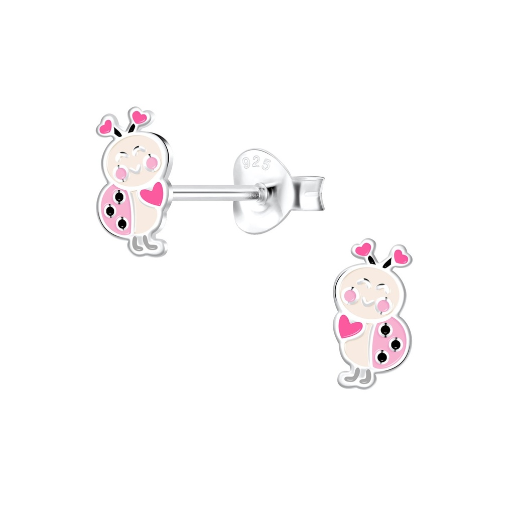 Silver Ladybug Stud Earrings