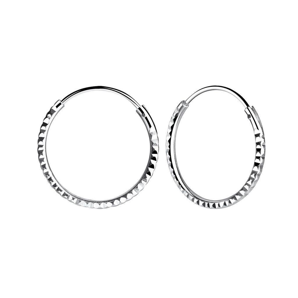 16mm Silver Diamond Cut Hoop Earrings
