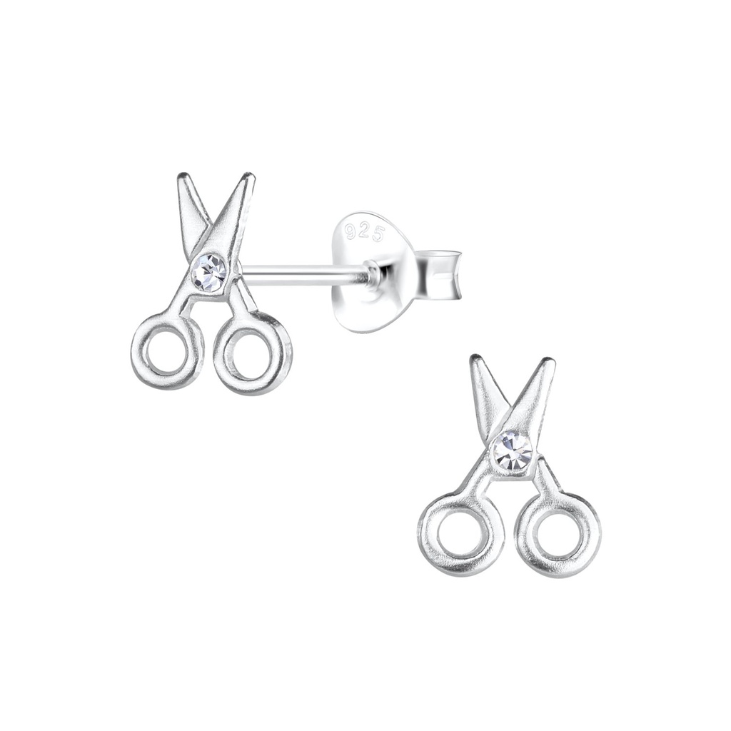 Puces d'oreilles ciseaux en argent
