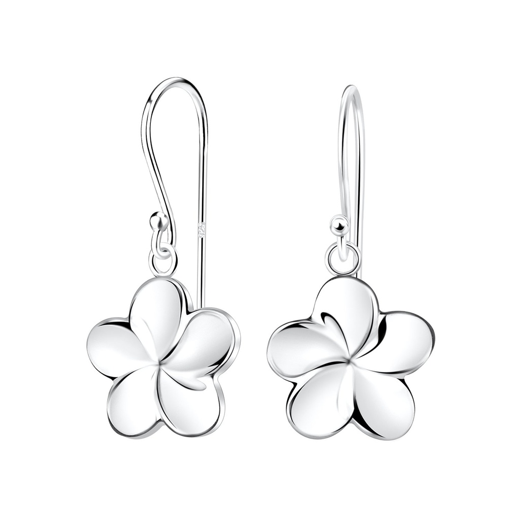 Boucles d'oreilles fleur frangipanier en argent