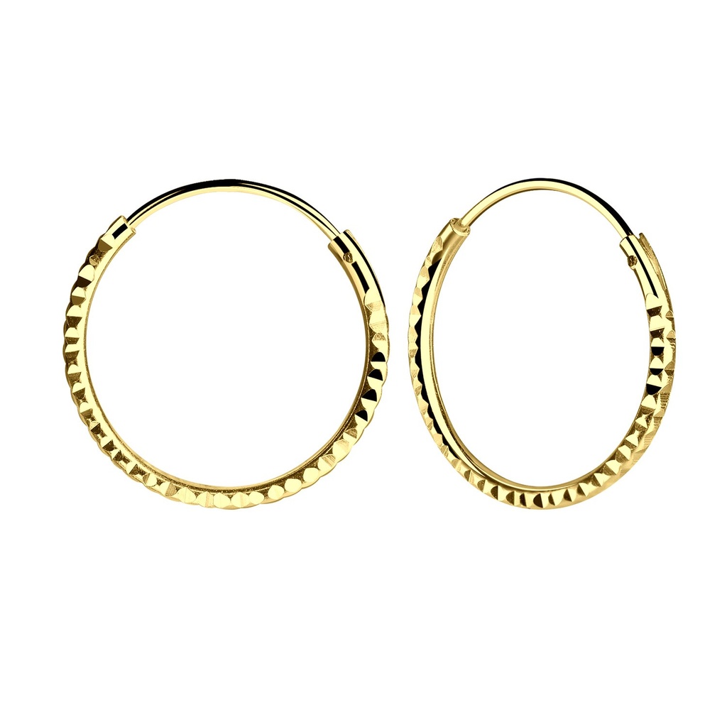18mm Silver Diamond Cut Hoop Earrings