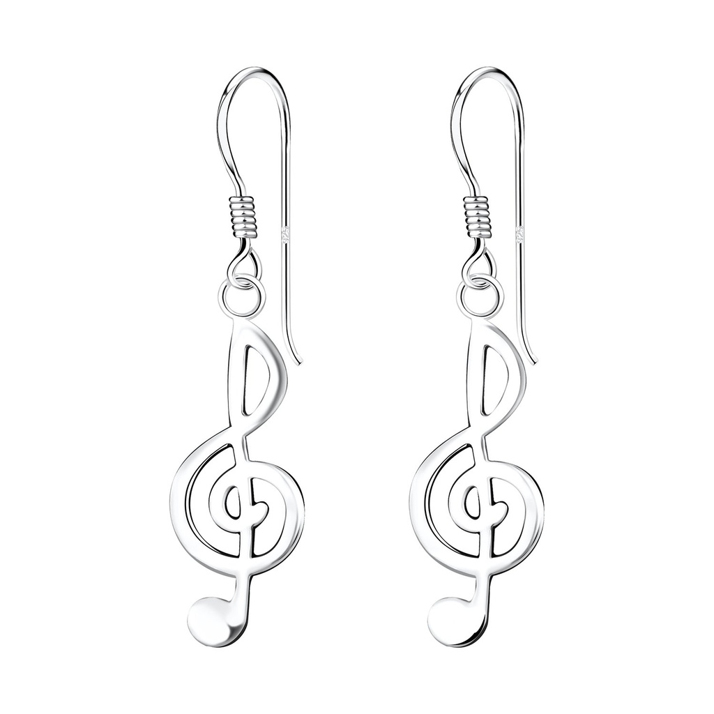 [10010854] Boucles d'oreilles clé de sol en argent