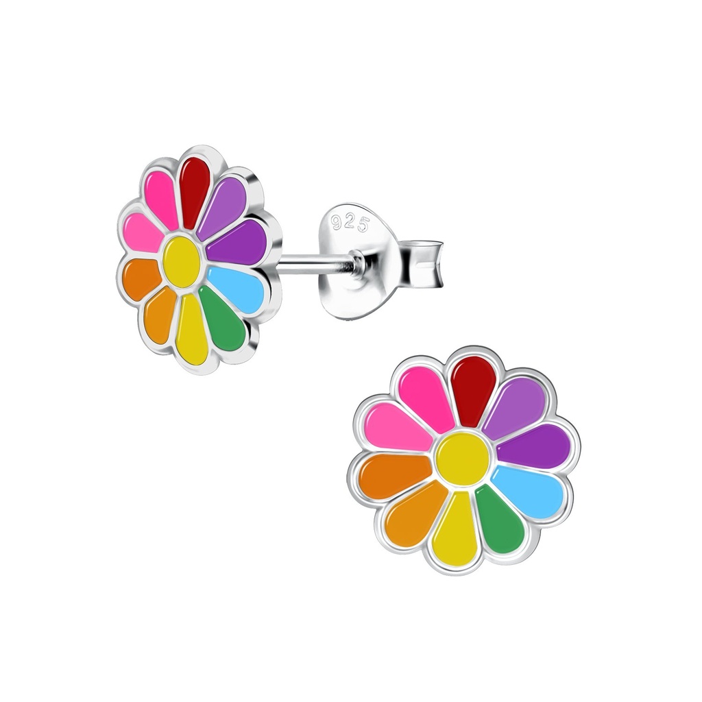 Puces d'oreilles fleur marguerite en argent