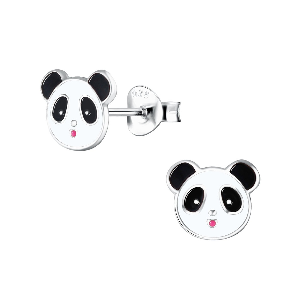 Silver Panda Stud Earrings