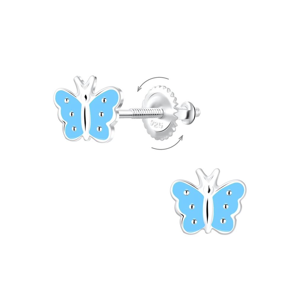 [10014283] Silver Butterfly Screw Back Earrings