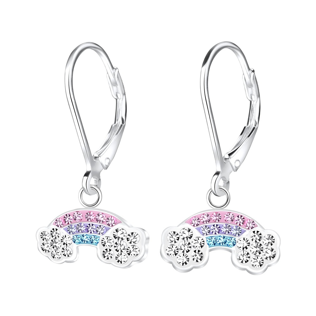 Silver Rainbow Lever Back Earrings
