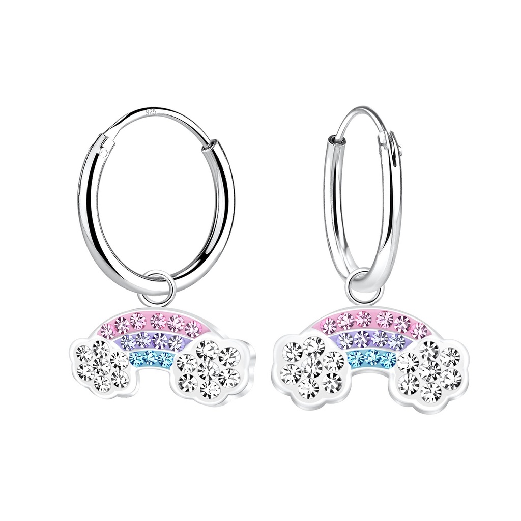 Créoles breloque arc-en-ciel en argent