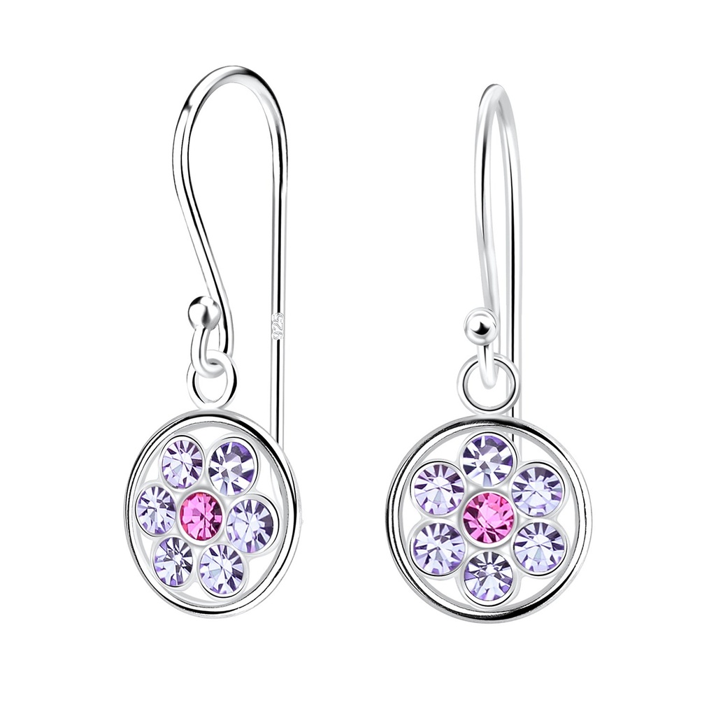 [10010639] Boucles d'oreilles en argent cristal fleur