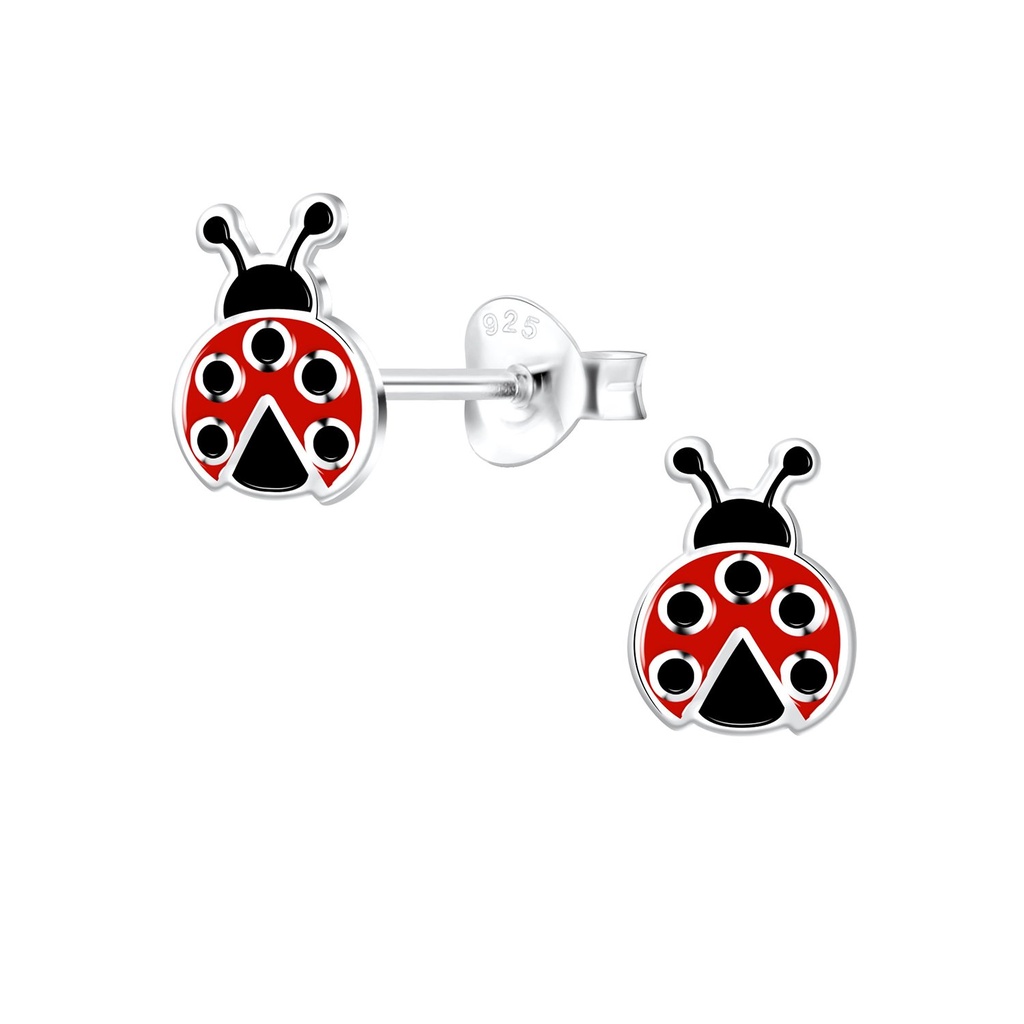 Puces d'oreilles coccinelle en argent