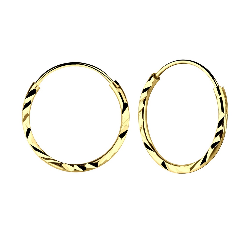 [10013298] 18mm Silver Diamond Cut Hoop Earrings