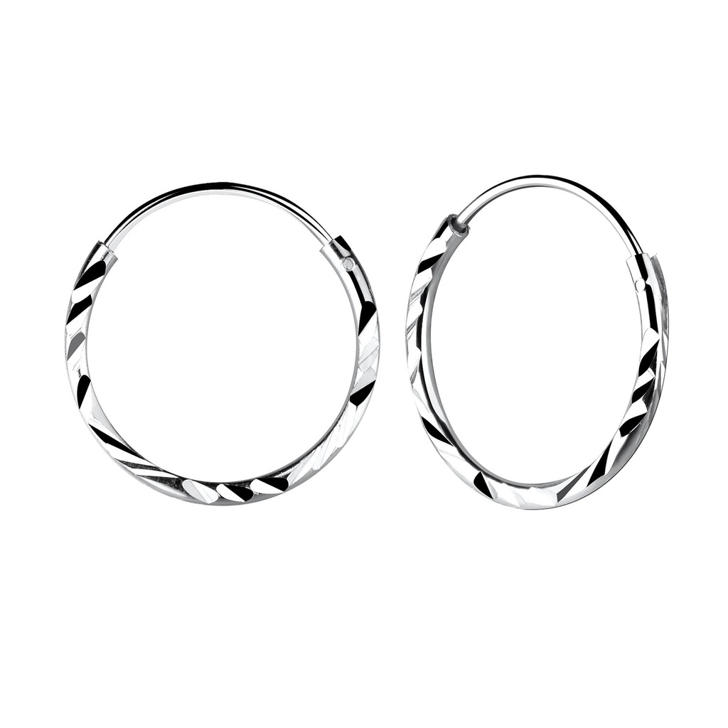 Créoles taille diamant en argent 18 mm