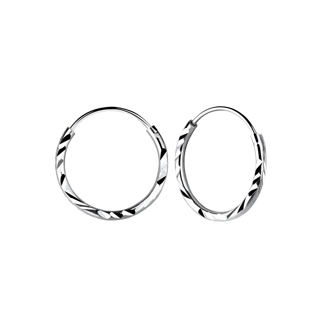 Créoles taille diamant en argent 14 mm