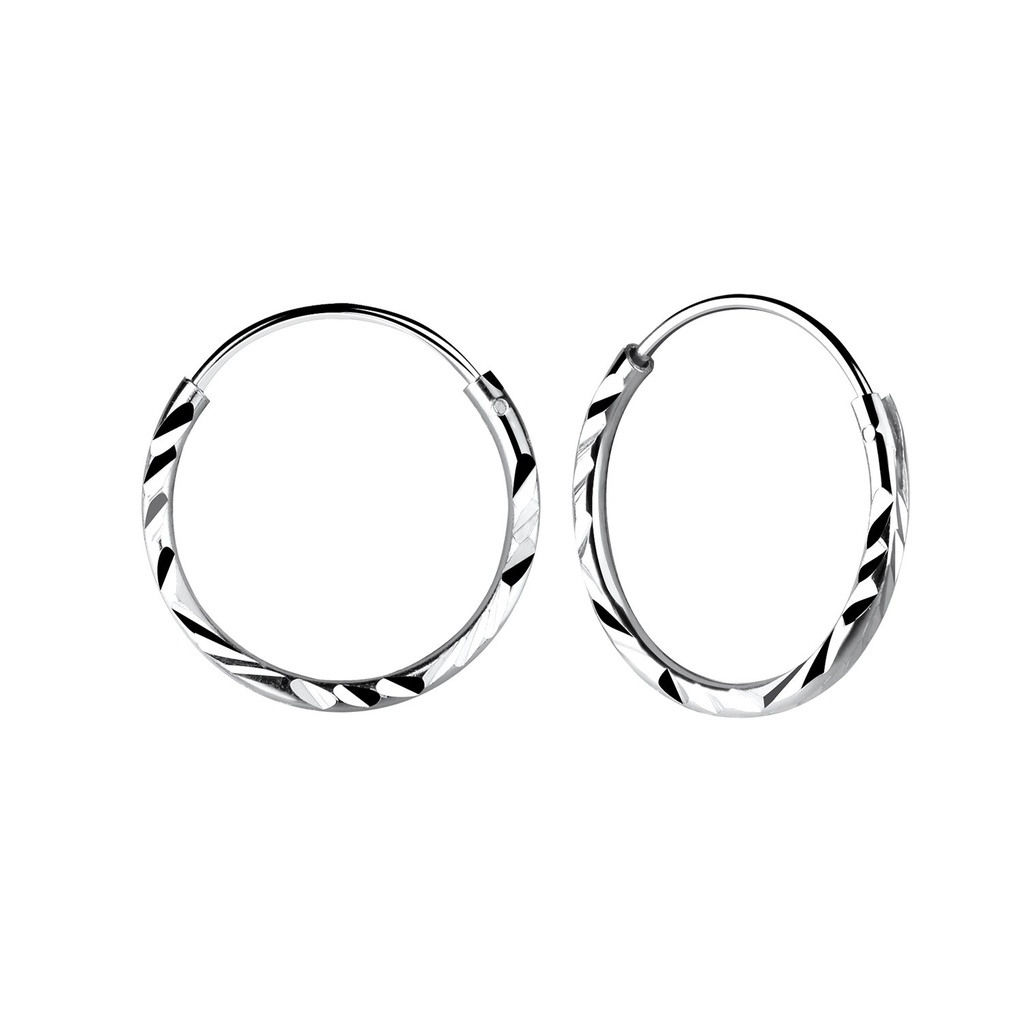 16mm Silver Diamond Cut Hoops