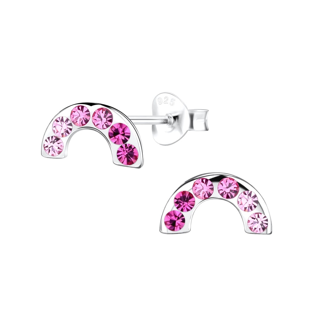 [10016499] Silver Rainbow Stud Earrings