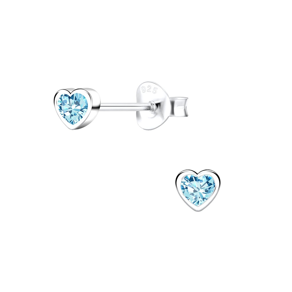 [10016498] Silver Heart Cubic Zirconia Stud Earrings