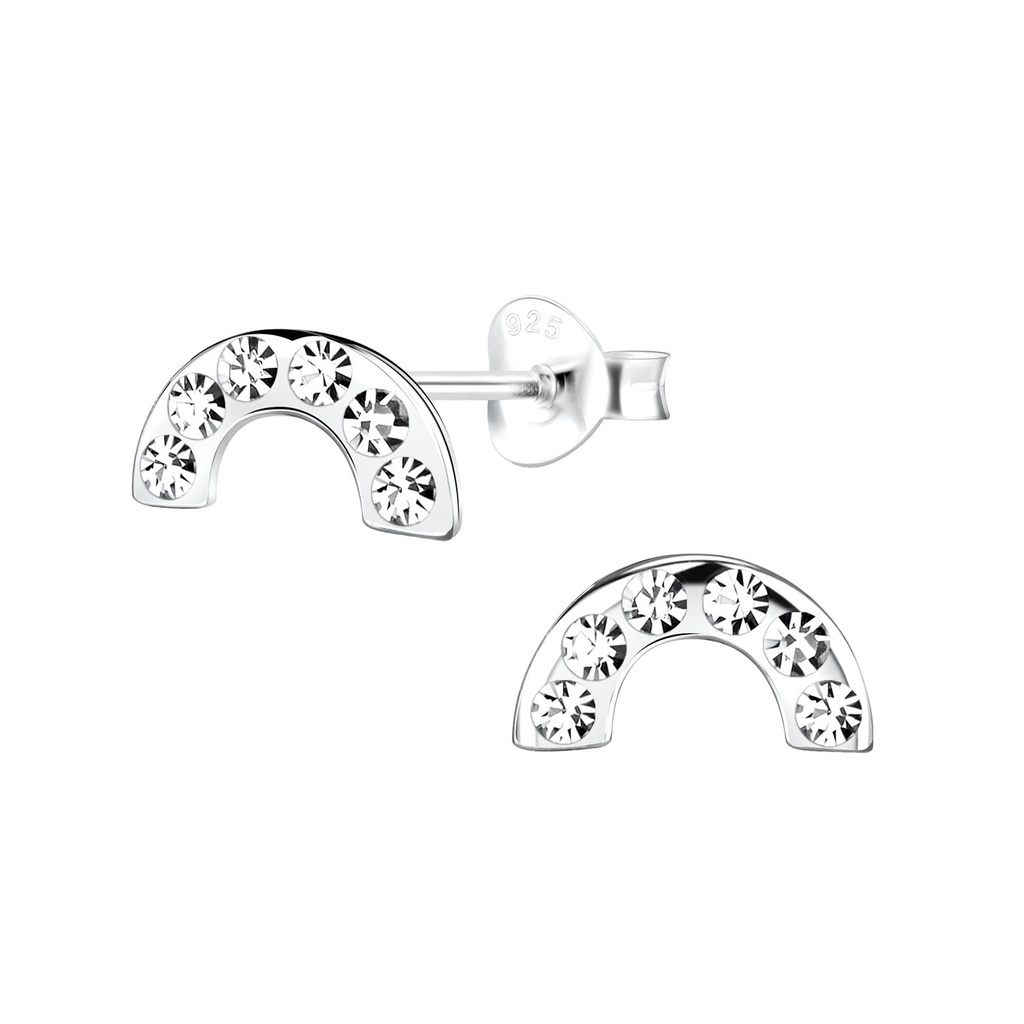[10016497] Silver Rainbow Stud Earrings