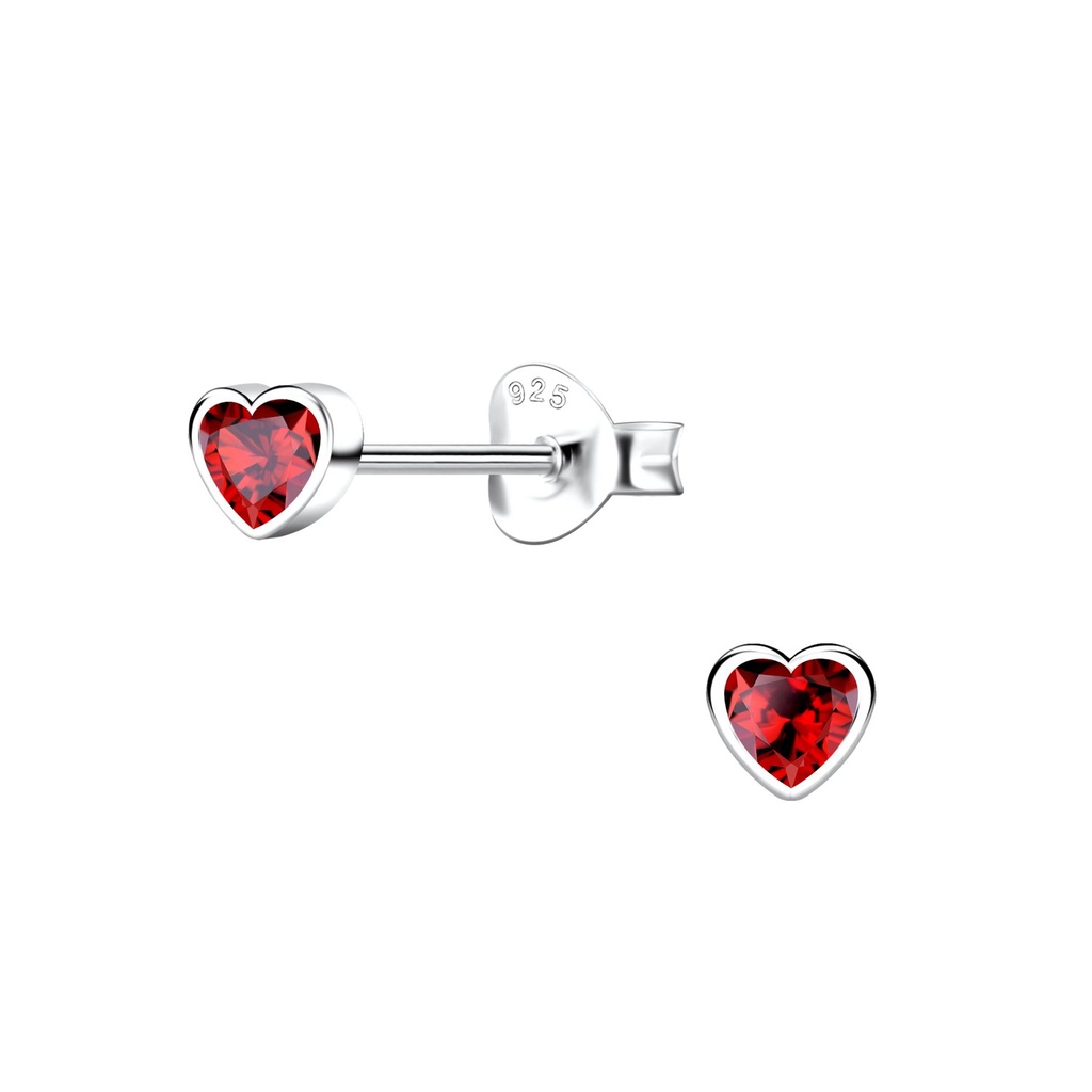 Puces d'oreilles en argent zircon cœur