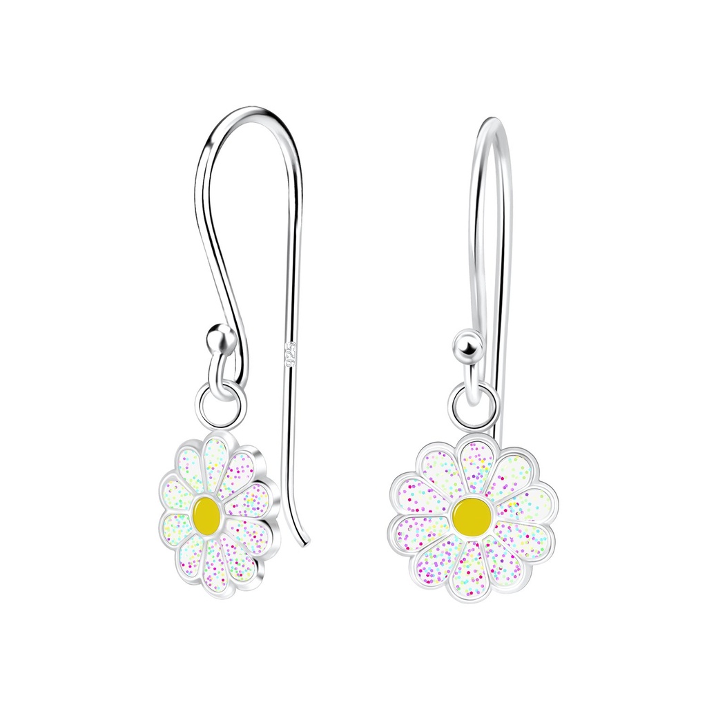 Silver Daisy Flower Earrings