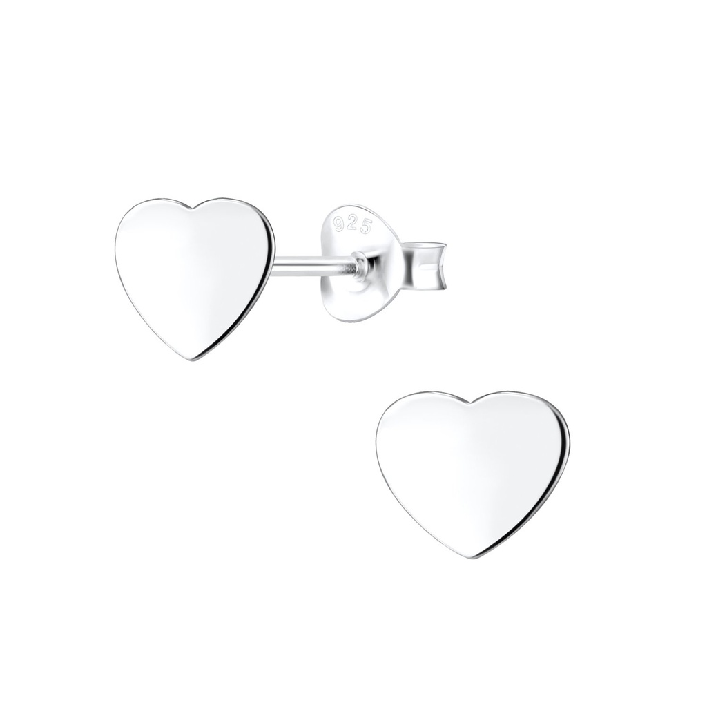 Silver Heart Stud Earrings