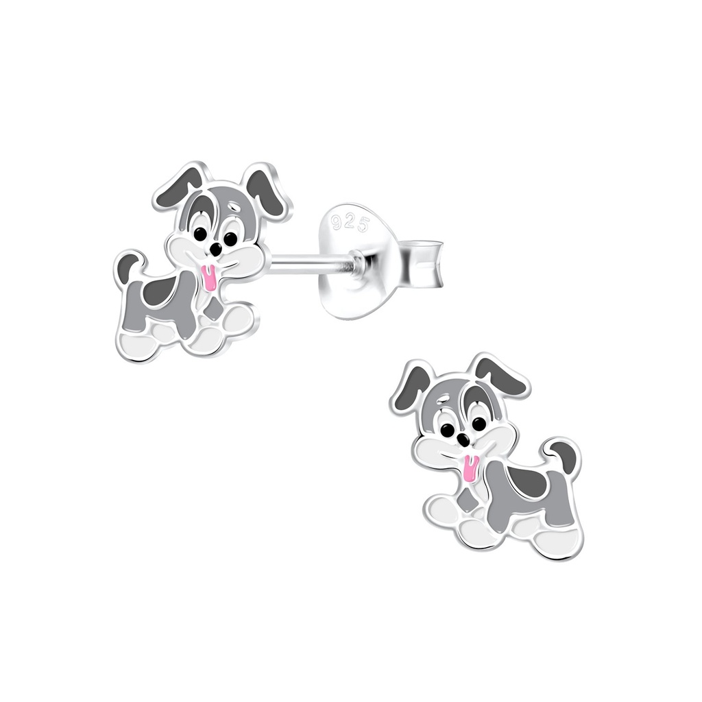 Puces d'oreilles chien en argent