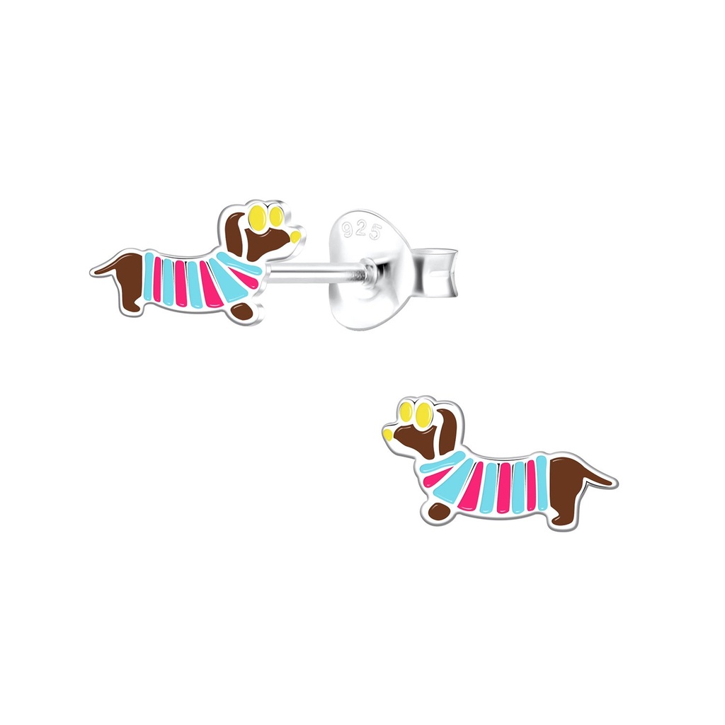 Puces d'oreilles teckel en argent