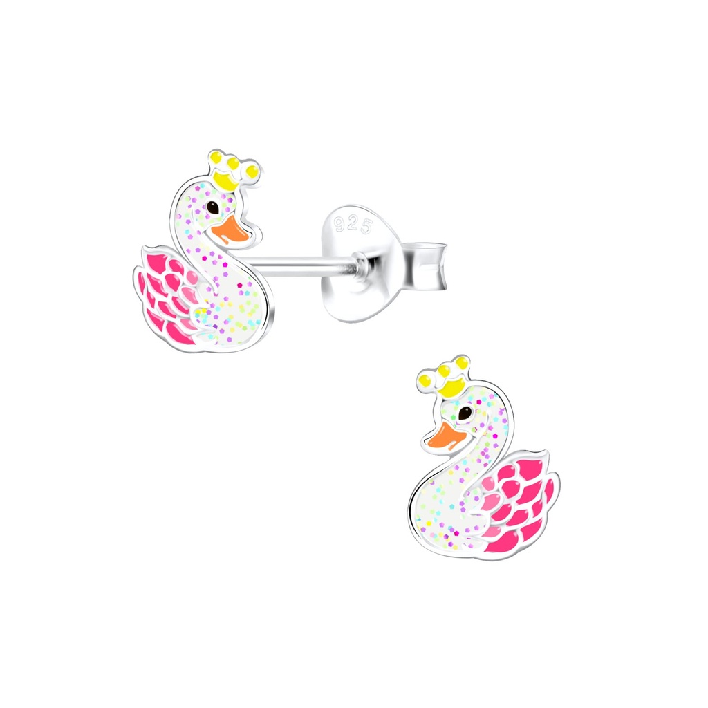 Puces d'oreilles cygne en argent