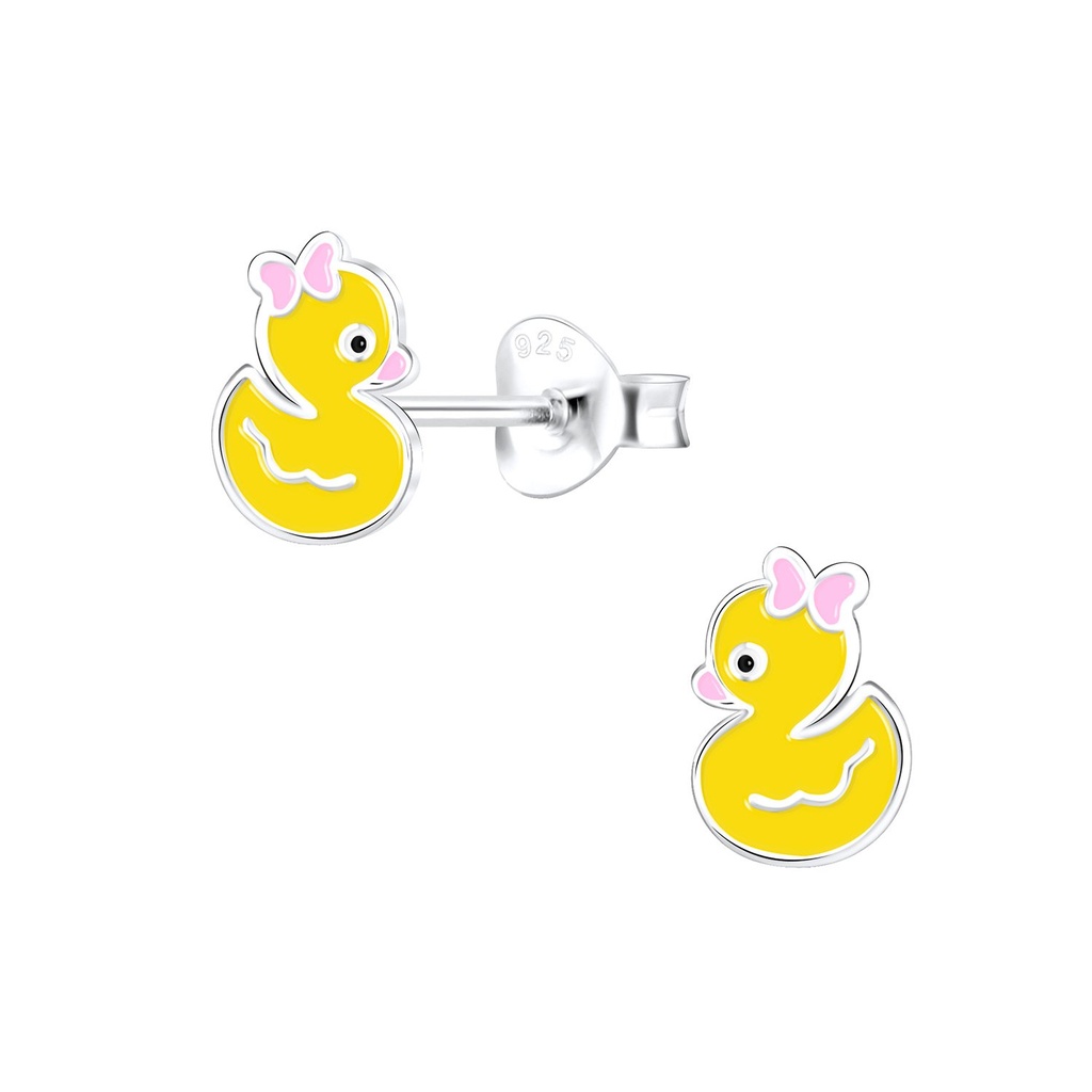 Silver Duck Stud Earrings