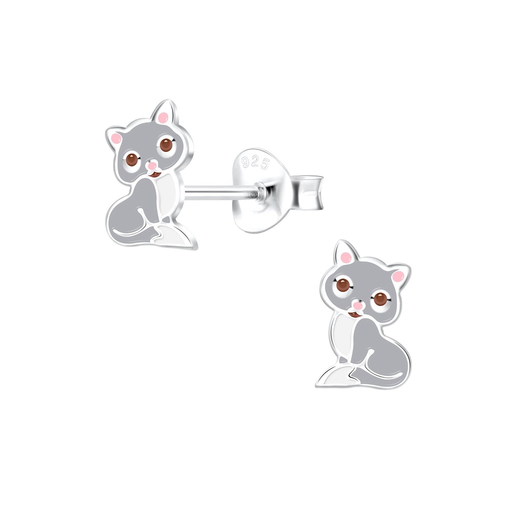 Puces d'oreilles chat en argent