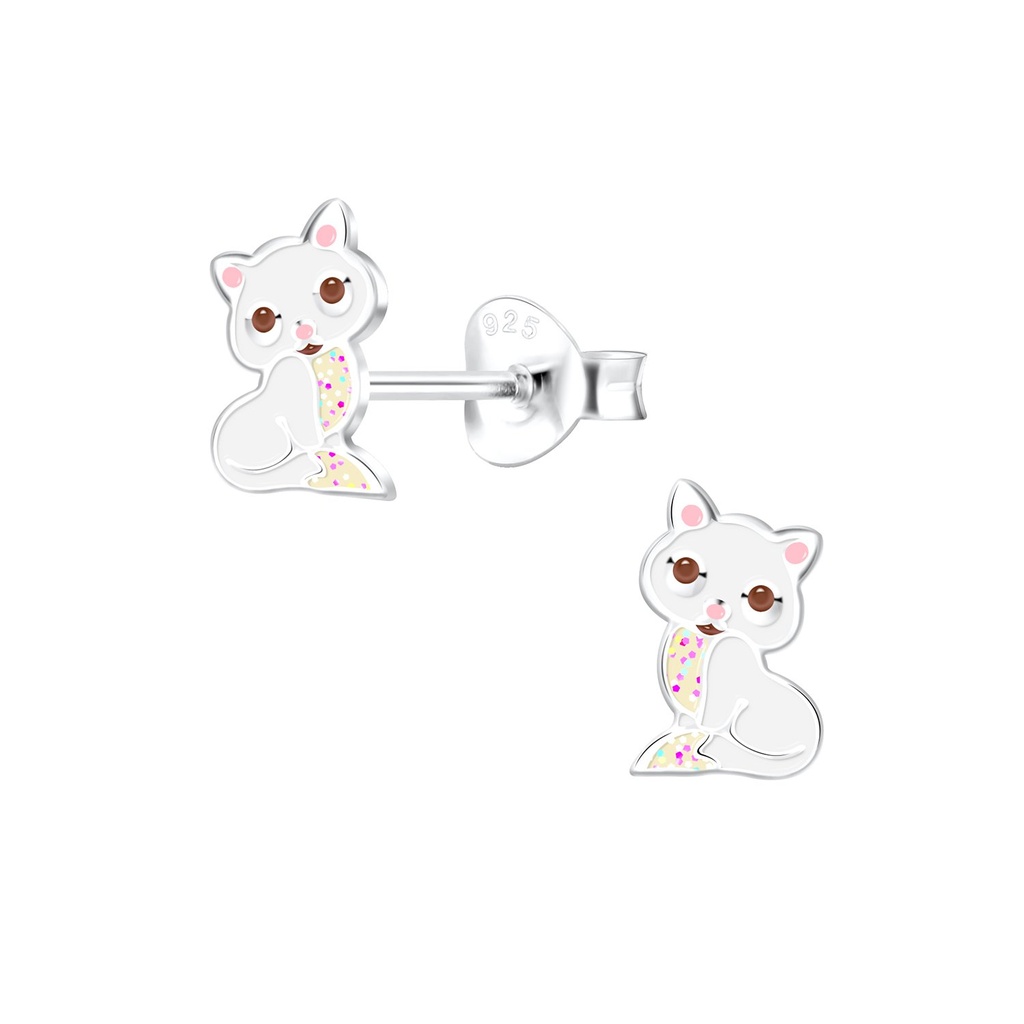 Puces d'oreilles chat en argent