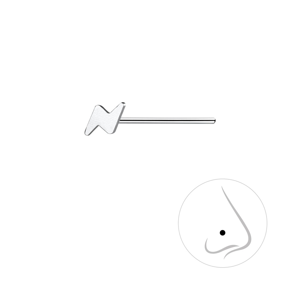 Silver Lightning Bolt Nose Stud