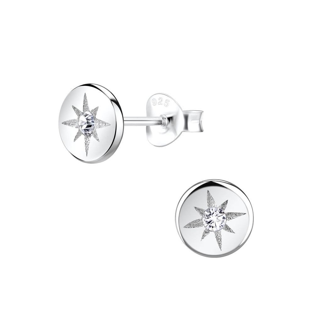 [10013573] Silver Sparkling Stud Earrings