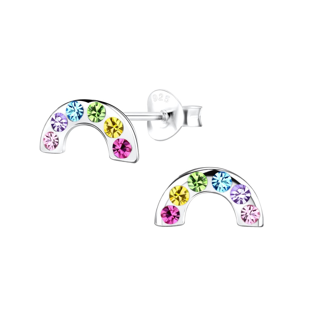 Puces d'oreilles arc-en-ciel en argent